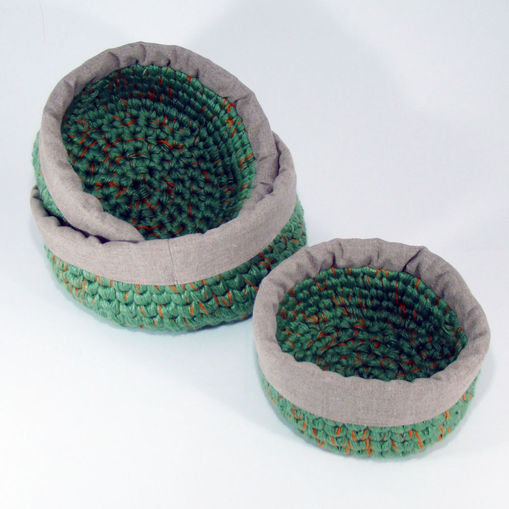 panières vertes vendues par trois